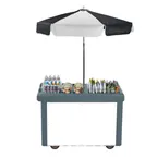 image of Cambro CVC55191 Camcruiser Granite Gray Vending Cart w/ Umbrella, 1 Counter Well, 2 Compartments