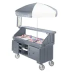 image of Cambro CVC724191 Camcruiser Granite Gray Vending Cart w/ Umbrella, 4 Counter Wells, 3 Compartments