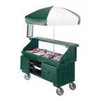 image of Cambro CVC724519 Camcruiser Green Vending Cart w/ Umbrella, 4 Counter Wells, 3 Compartments