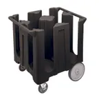 image of Cambro DC1225110 240 Plate Black Polyethylene Dish Dolly Cart, 32-3/4"L x 27-1/2"W, 4 Columns, NSF