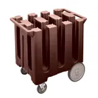 image of Cambro DC575131 6 Column Dish Caddy Cart, 32.625W x 23.5L x 31.75H, Dark Brown, Polyethylene, 360 Plate Capacity