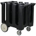 image of Cambro DC700110 6 Column Black Polyethylene Dish Caddy Cart, 360 Plate Capacity, 32.625"W x 23.5"L x 31.75"H