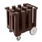 image of Cambro DC700131 6 Column Dark Brown Polyethylene Dish Caddy Cart 360 Plates 32.625"W x 23.5"L x 31.75"H