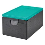 image of Cambro EPP180CLSW360 Cam GoBox Insulated Food Pan Carrier, 48.6 Qt., Top Load, Black, Polypropylene, 23" Insulated Food Carrier