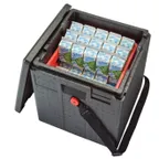 image of Cambro EPPMBWSTSW110 Cam GoBox Insulated Milk Box, 10.7 gal, Top Load, Black, EPP Polypropylene, Adjustable Web Strap, Ergonomic Handles