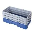 image of Cambro HBR712186 Camrack Base Rack, Half Size, Navy Blue, Polypropylene, 19-3/4" x 9-7/8", 8-1/8" Inside Rack Height, with 3 Soft Gray Extenders
