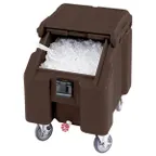 image of Cambro ICS100L131 Plastic Mobile Ice Bin / Ice Caddy, 100 lb, Dark Brown