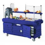 image of Cambro KVC854186 CamKiosk Polyethylene Navy Blue Vending Cart w/ 4 Pan Wells