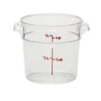 image of Cambro RFSCW1135 Round 1‑qt Clear Polycarbonate Container, 6‑1/16" Dia x 5" H, -40°F to 210°F