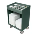 image of Cambro TC1418192 Granite Green Tray & Silver Cart with Pans & Vinyl Cover, (8) Compartments