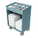 image of Cambro TC1418401 Slate Blue Tray & Silver Cart with Pans & Vinyl Cover, (8) Compartments