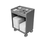 image of Cambro TC1418615 Charcoal Gray Tray & Silver Cart with Pans & Vinyl Cover, (8) Compartments