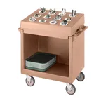 image of Cambro TDCR12157 Coffee Beige Dish Cart & Cutlery Rack w/ Vinyl Cover, (12) Compartments