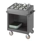 image of Cambro TDCR12191 Granite Gray Dish Cart & Cutlery Rack w/ Vinyl Cover, (12) Compartments