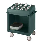 image of Cambro TDCR12192 Granite Green Dish Cart & Cutlery Rack w/ Vinyl Cover, (12) Compartments