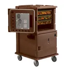 image of Cambro UPCH1600131 "Full Height" 1-Section Heated Holding Cabinet, 24 GN 1/1 Pans, Dutch Door, Dark Brown, 28.75"W x 54"H, 110V