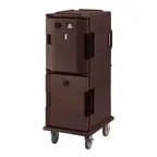 image of Cambro UPCHT800131 "Full Height" 1-Section Heated Holding Cabinet, Solid Door, 12x 1/1 Pans Capacity, Polyethylene, Dark Brown