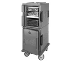 image of Cambro UPCHT800401 Ultra Camcart Heated Carrier, 1-Section, Dutch Door, 12-Pan Capacity, Polyethylene, Slate Blue, 54"H