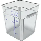 image of Carlisle 1195507 Storage Container, 18 Qt., 11-1/8" x 12-5/8" H, Clear Poly, Square, Handles, NSF
