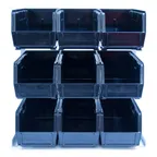 image of Carlisle 381109LG Condiment Packet Rack, 18×12×19", Black, 9 3½-Qt Bins, Countertop, Card Holder
