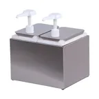image of Carlisle 38502 Topping Rail Dispenser 9-5/8"L x 7-3/4"W x 10-3/4"H Dual Steel 2 Pumps, 2 2.5 Qt Jars