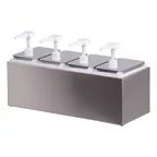 image of Carlisle 38504 Topping Dispenser – 19-1/4" L x 7-3/4" W x 12-1/2" H, 4 Pumps, 4×2.5qt Jars, 18/8 SS