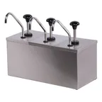 image of Carlisle 386230IB - Topping Dispenser, 15-7/8" x 7-1/2" x 13", Triple Pumps, 2-Qt Ctrs, Stainless