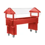 image of Carlisle 660605 72" "Six Star" Open Base Portable Food Bar, Red, 6 ft. Unit, (5) Pan