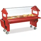image of Carlisle 660808 72" "Sixstar" Open Base Youth Portable Food Bar, Forest Green, , 6 ft. Unit, (5) Pan