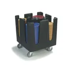 image of Carlisle ADS403 Optimizer Small Dish Dolly, 29x29, 200 Plates, Black Polyethylene, 4 Adjustable Dividers