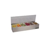 image of Carlisle B4186L Garnish Tray, Non-Chilled, 18"W x 5-3/4"D x 3-1/2"H, 6 Compartments, Stainless Steel