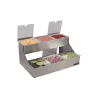image of Carlisle B4706INL 2 Tier Condiment Organizer 22‑Gauge Steel, 18‑1/8"W x 12"D x 8"H, Six 1‑Qt Lids