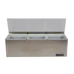 image of Carlisle B6183L EZ-Chill™ Garnish Center, 18"W x 5-3/8"D x 5-7/8"H, 3-Compartment, Stainless Steel