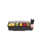 image of Carlisle BD4005E San Jamar Dome® Garnish Center, 22"L x 7-1/2"W x 8-1/2"H, Black Plastic 8-Compartment