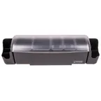 image of Carlisle BD4023S The Dome Garnish Center, 22"L x 7.5"W x 8.5"H, 7 Compartments, Black Polycarbonate