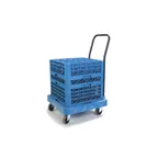 image of Carlisle C2236H14 Opticlean Glass Rack Dolly, 350 lb. Capacity, Polypropylene, Blue, Push Handle, 4 Casters