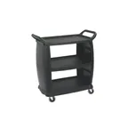 image of Carlisle CC203603 3 Shelf Black Utility / Bus Cart w/ 300 lb. Capacity - 36"L x 18"W