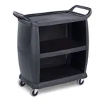 image of Carlisle CC2036P03 3 Shelf Black Small Bussing Cart w/Panels - 18" x 36.25" x 38"