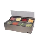 image of Carlisle FP9248FL - EZ‑Chill Prep, 25‑1/4"W x 16‑1/2"D x 8"H, Steel, 8‑Comp Pans, Lids, Ice Packs