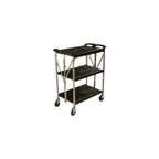 image of Carlisle SBC152103 Fold 'N Go Black Folding Utility Cart, (3) 15" x 20-1/2" Shelves