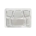 image of CAC China STRY-6T Compartment Tray, 15-1/2" x 11-1/2", 6 Compartments, Stainless Steel, Trapezoid