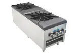 image of Comstock-Castle CCSP2-160K 18" Gas Stock Pot Range w/ (2) Three Ring Burners, Low Height, Front to Back Design, Manual Control, 220.000 BTU