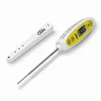 image of CDN DTTW572 Thin Tip Pocket Thermometer, -40 to +572°F, 4s, 2.4"×1.1" Display, Waterproof Yellow NSF