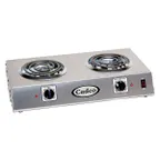 image of Cadco CDR-1T 21 1/4" Electric Countertop Hotplate w/ (2) Spiral Burners, Horizontal Design, Infinite Controls, 1.65 kW, 120v