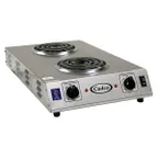 image of Cadco CDR-1TFB 13-1/2" Electric Countertop Hotplate w/ (2) Spiral Burners, Vertical Design, Infinite Controls, 1.65 kW, 120v