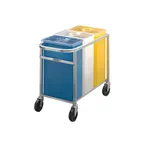 image of Channel 123P 3‑Bin Ingredient Rack, 17.5"W x 31"D x 28"H, Al/Pl, W/Y/B Bins 50 lb, NSF‑Listed, Casters