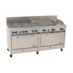 image of Comstock-Castle 2F330-12-2RB 72" Gas Restaurant Range w/ (6) Open Burners, (1) 12" Griddle, (1) 24" Charbroiler, (2) Standard Ovens, 304.000 BTU