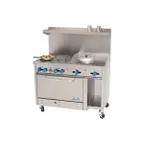 image of Comstock-Castle F31832-24 48" Gas Restaurant Range w/ (4) Open Burners, (1) 24" Griddle, (1) Space Saver Oven, (1) Cabinet Base, 180.000 BTU 
