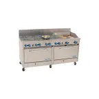 image of Comstock-Castle F3226-12 60" Gas Restaurant Range w/ (8) Open Burners, 12" Griddle, (2) Standard Ovens, 300.000 BTU 
