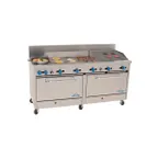 image of Comstock-Castle F3226-36-1RB 60" Gas Restaurant Range w/  (2) Open Burners, (1) 36" Griddle, (1) 12" Charbroiler, (2) Standard Ovens, 216.000 BTU